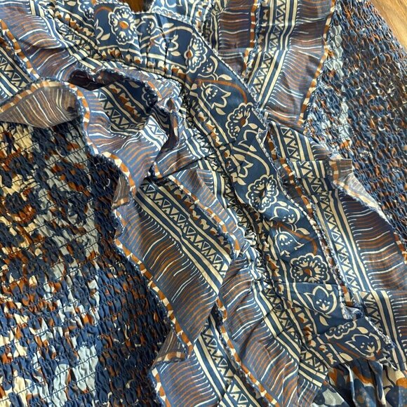 Anthropologie love the label Ruffled V-Neck Blouse XL - Picture 5 of 8